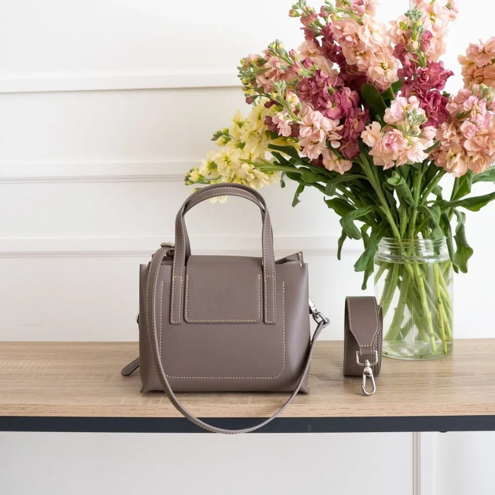 😍 NEW COLOR * Stella Mini Satchel Bag - Genuine Leather - Wood Berry - Picture 7 of 13